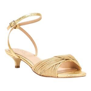 Jewel Badgley Mischka Women's Nance Kitten Heel Sandals Gold Size 11 M